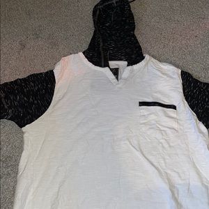 Black and white hooded T-shirt